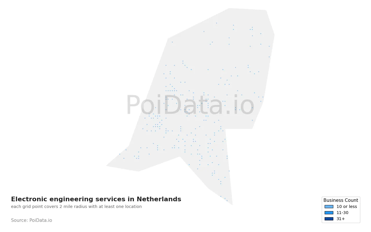 Electronic engineering service density map for Netherlands