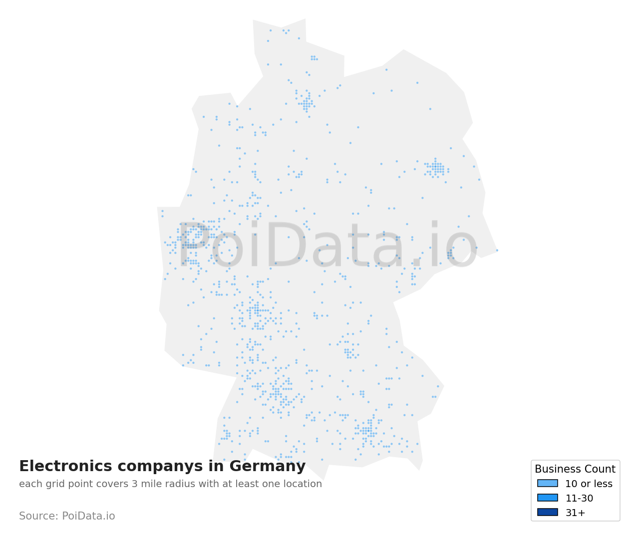 Electronics company density map for Germany