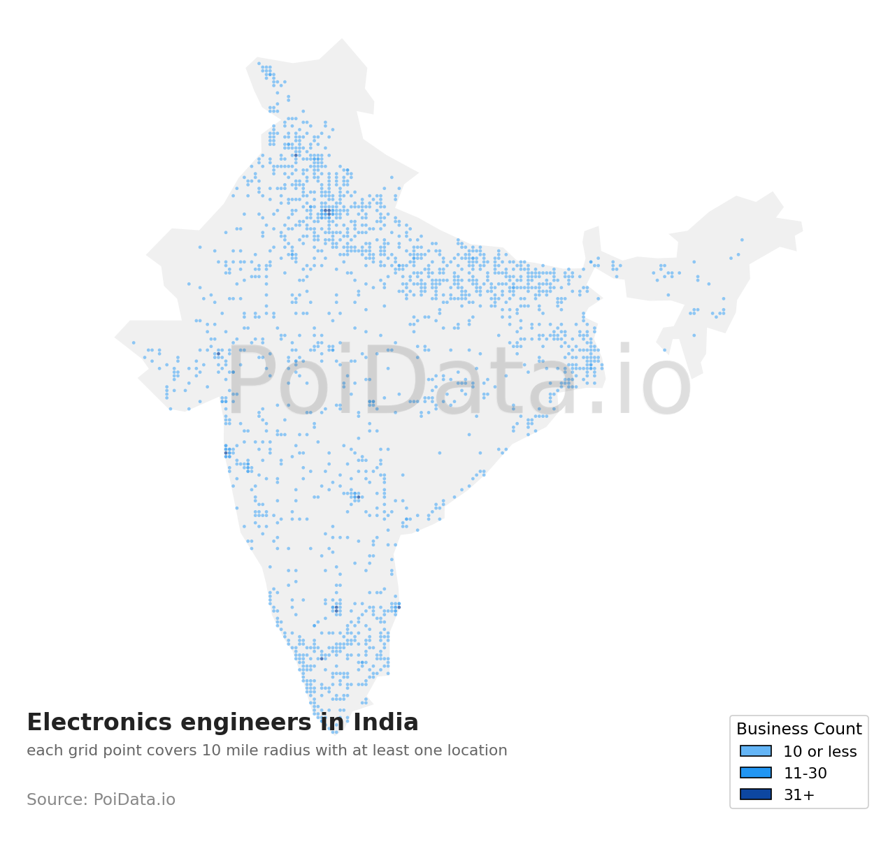 Electronics engineer density map for India
