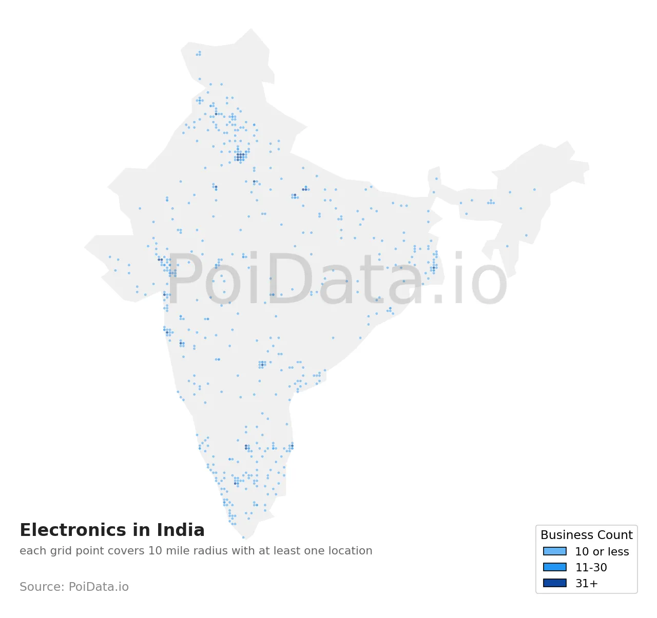Electronics density map for India