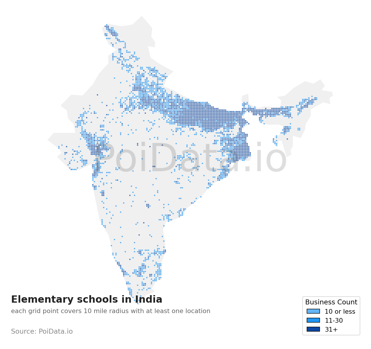 Elementary school density map for India