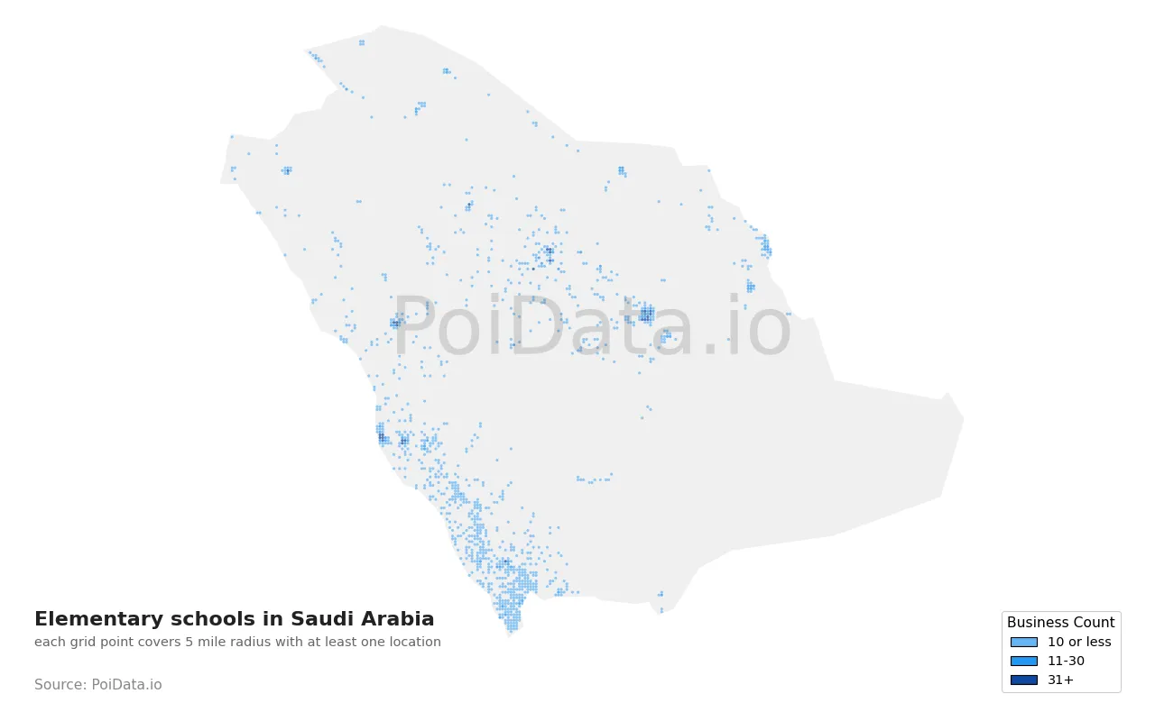 Elementary school density map for Saudi Arabia