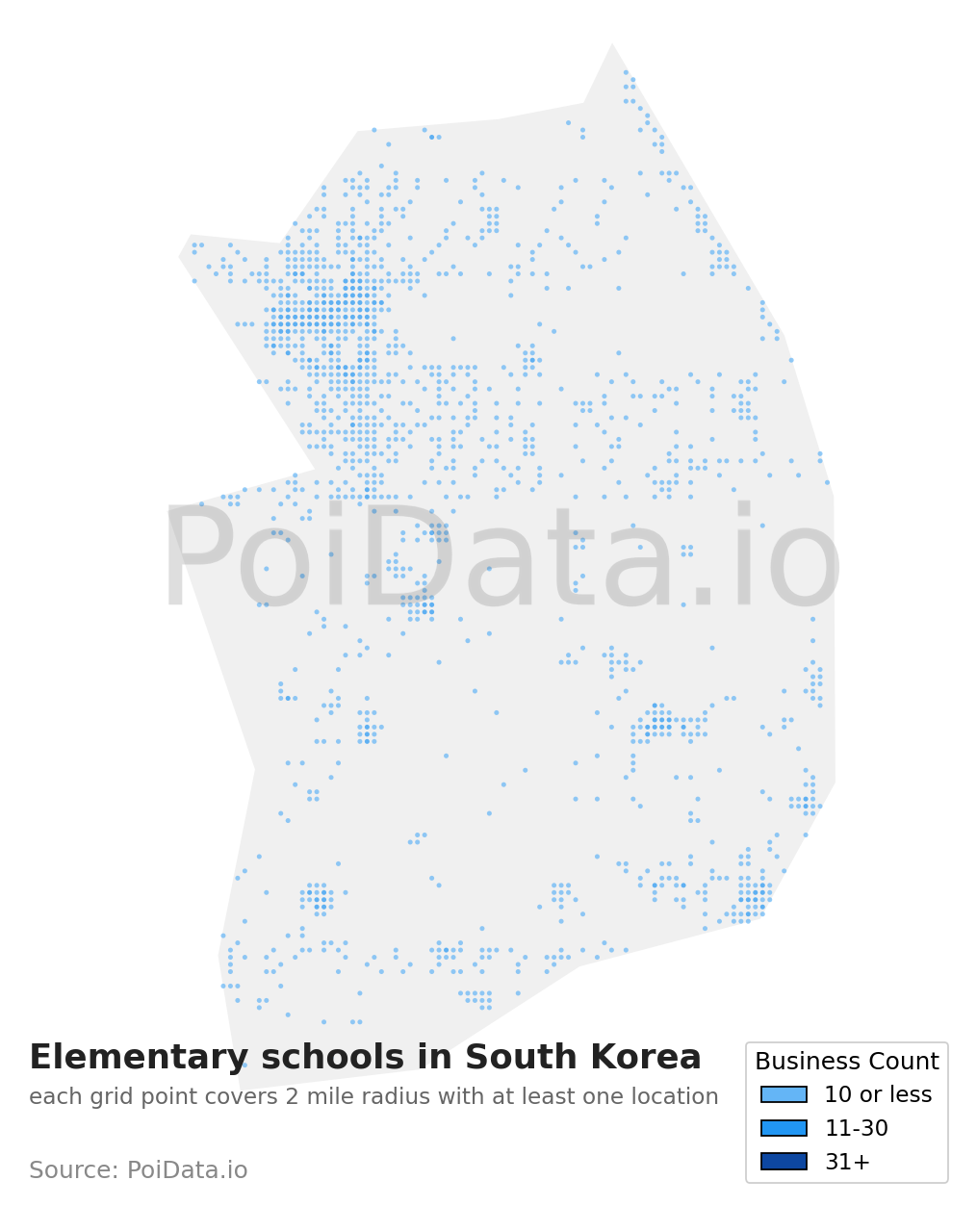 Elementary school density map for South Korea