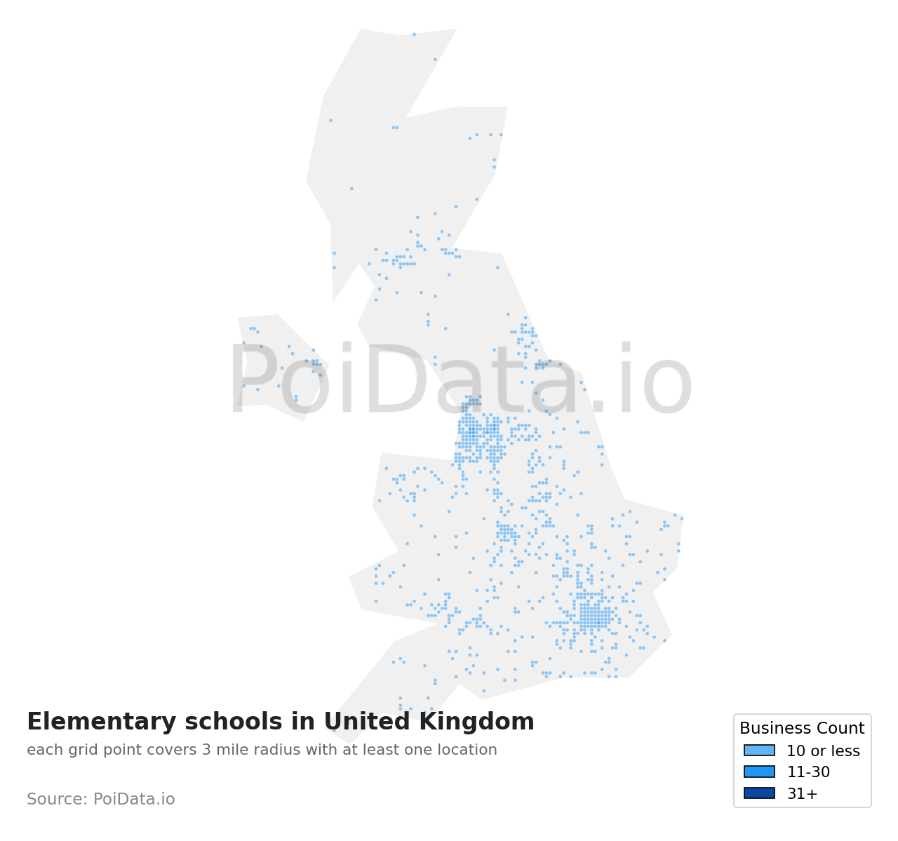 Elementary school density map for United Kingdom