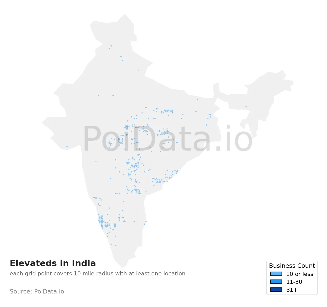 Elevated density map for India