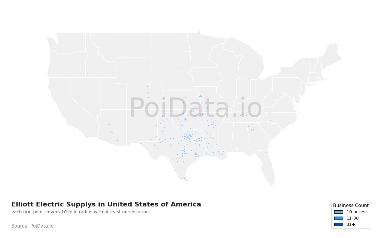 Elliott Electric Supply density map for United States