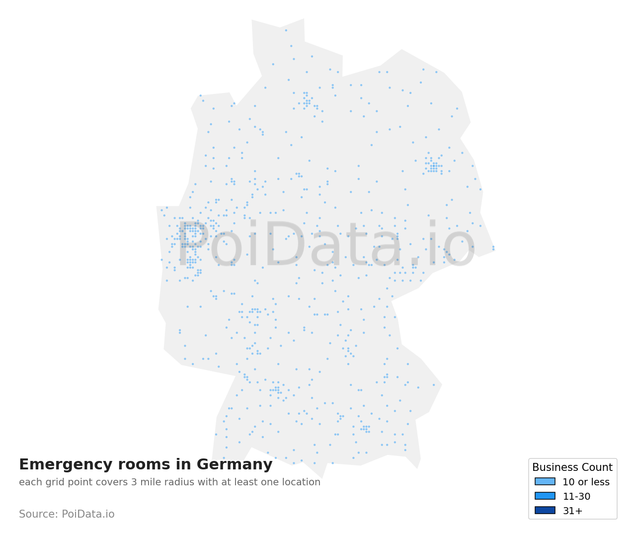 Emergency room density map for Germany