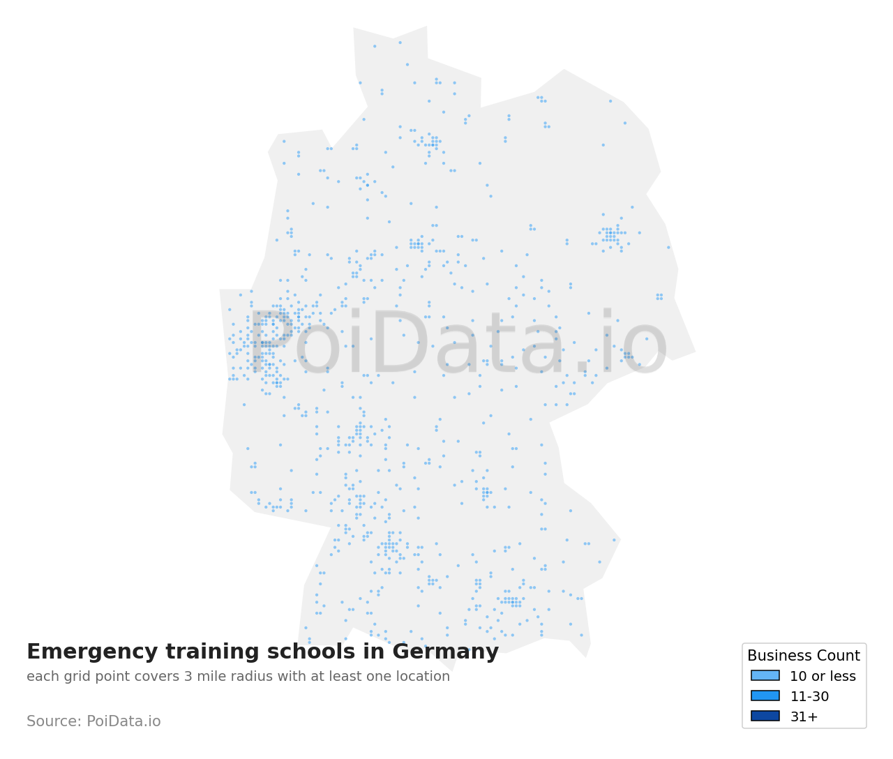 Emergency training school density map for Germany