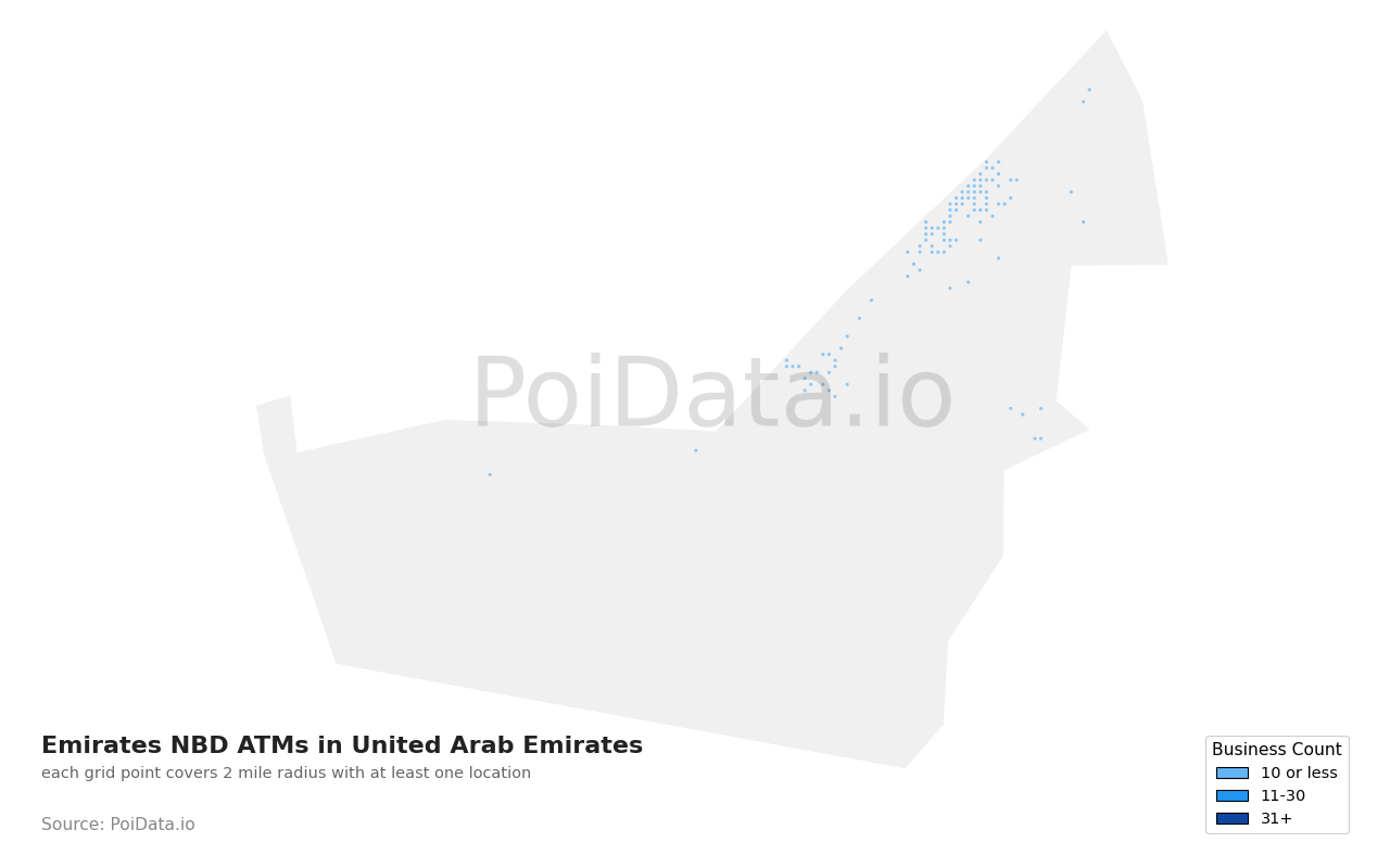 Emirates NBD ATM density map for United Arab Emirates