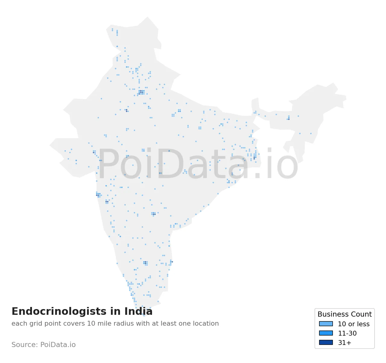Endocrinologist density map for India