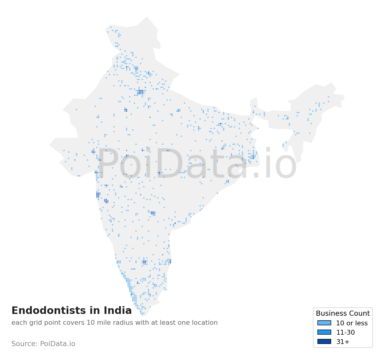 Endodontist density map for India