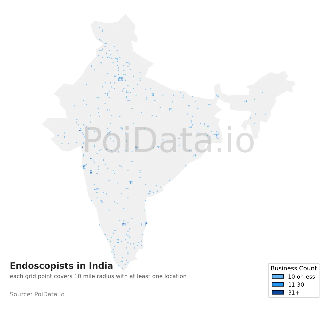 Endoscopist density map for India