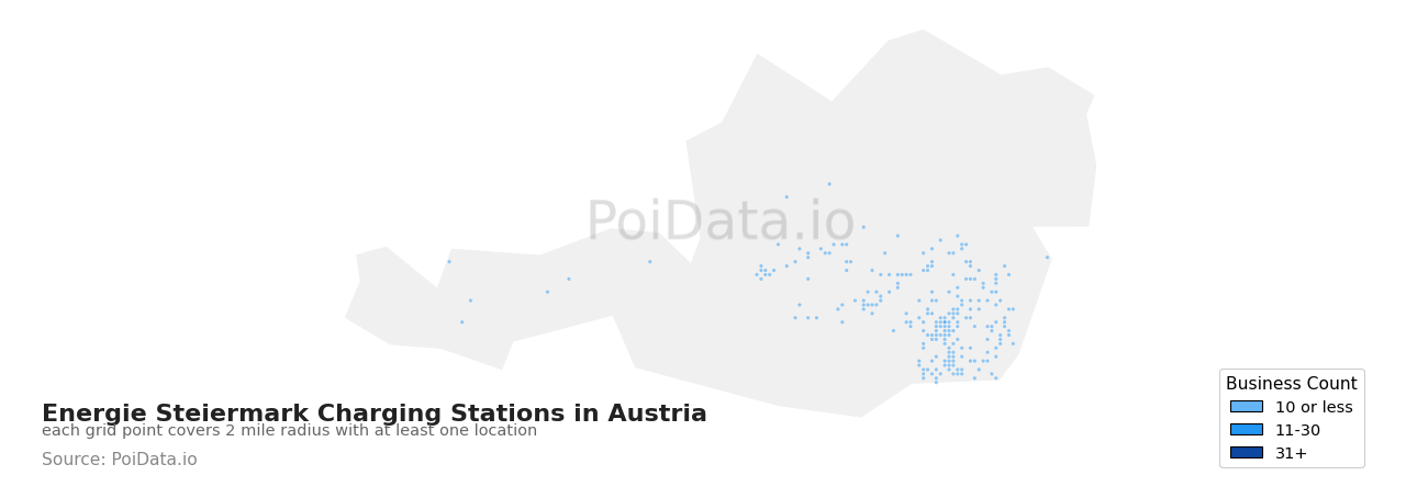 Energie Steiermark Charging Station density map for Austria