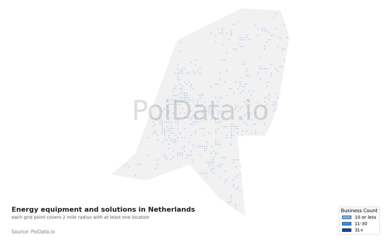 Energy equipment and solutions density map for Netherlands