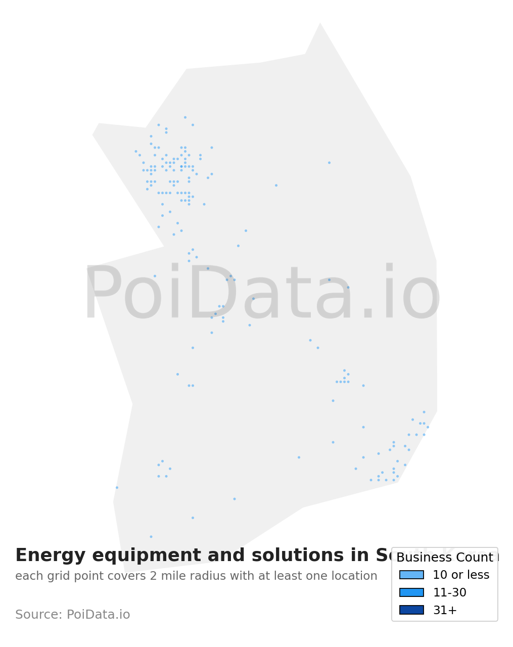 Energy equipment and solutions density map for South Korea