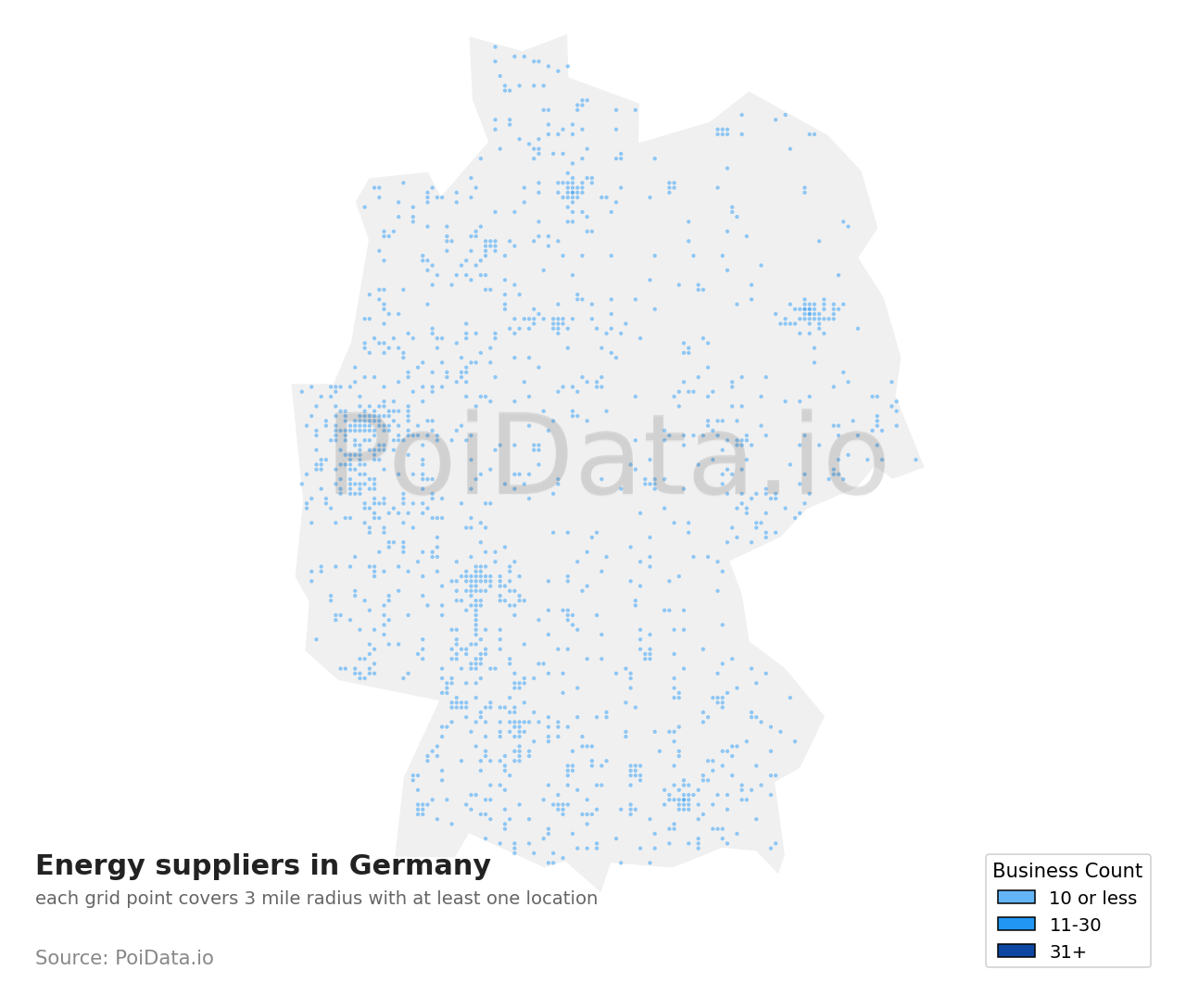 Energy supplier density map for Germany