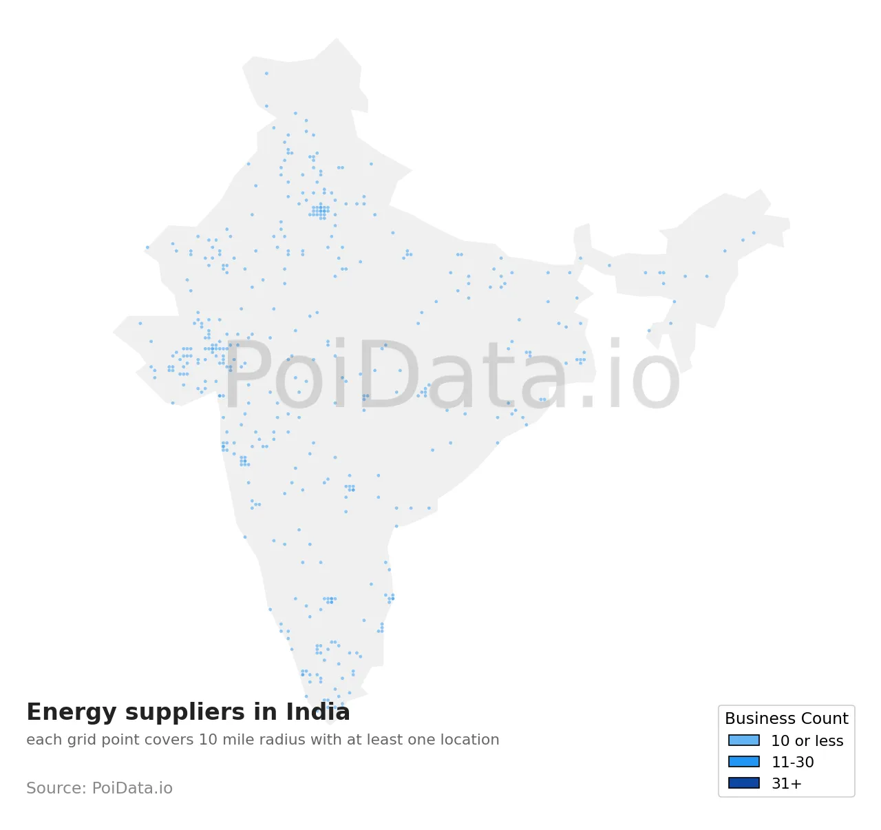 Energy supplier density map for India