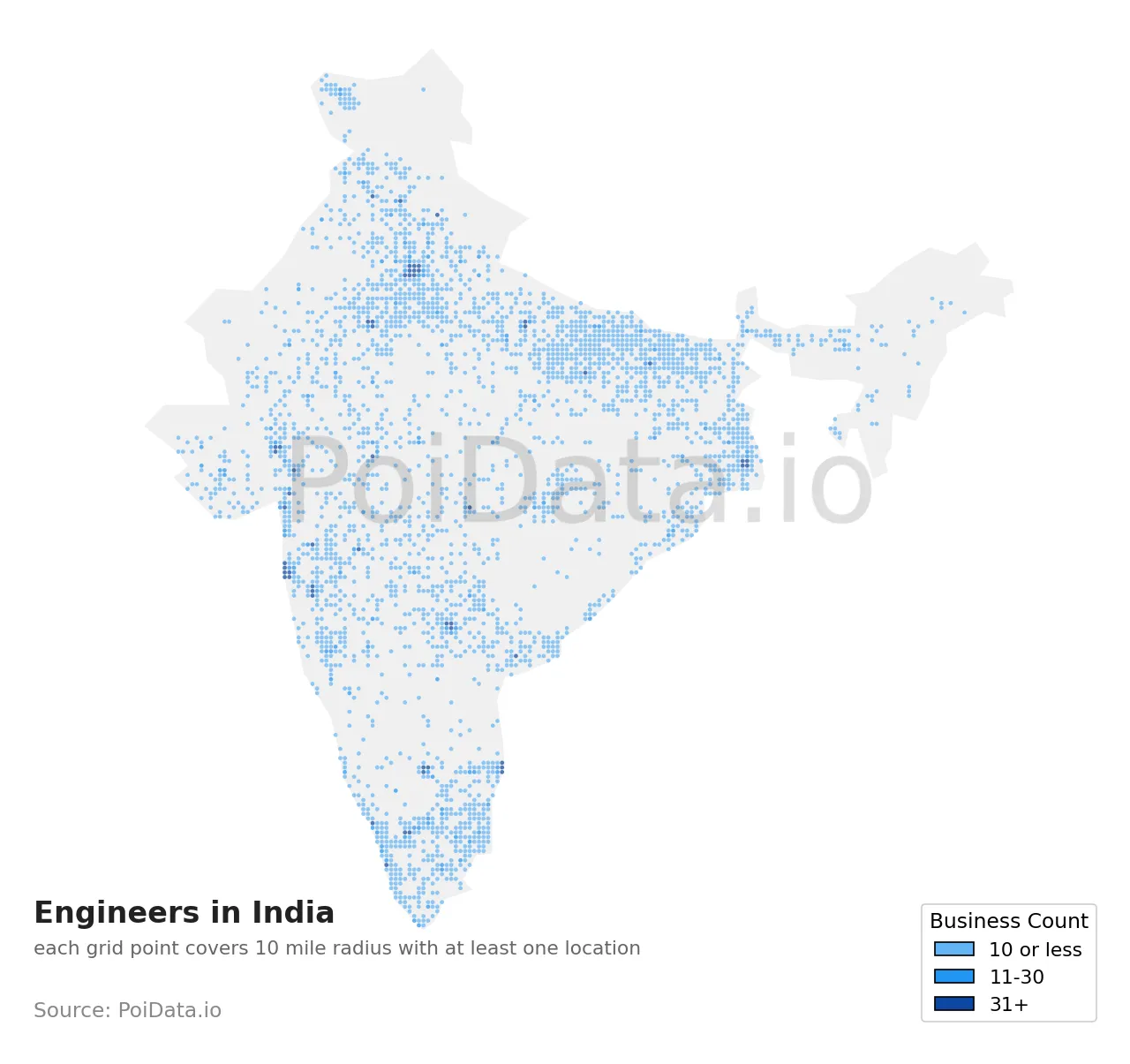 Engineer density map for India