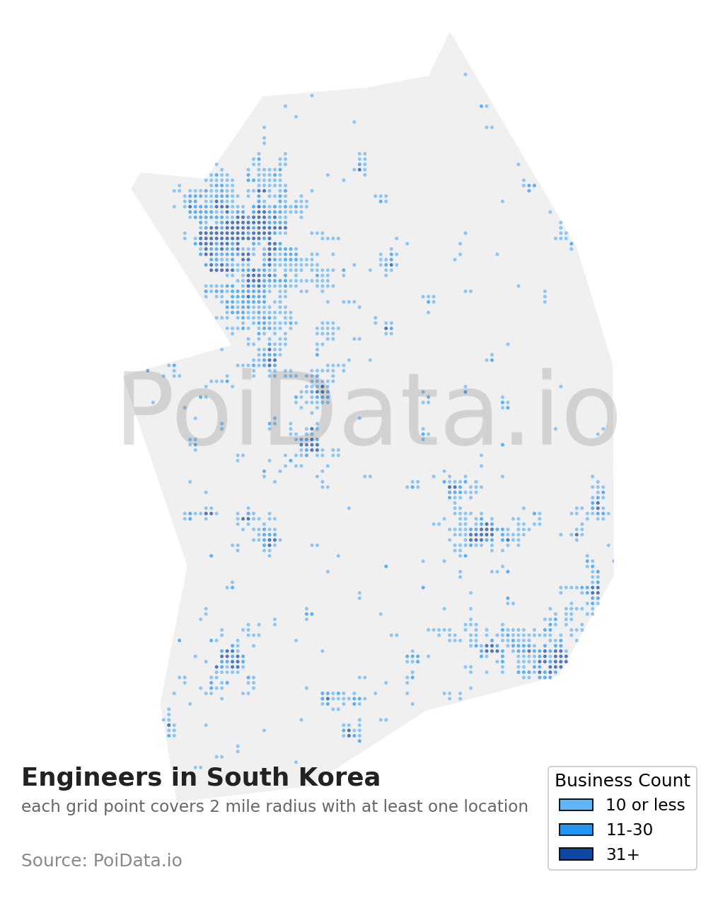Engineer density map for South Korea