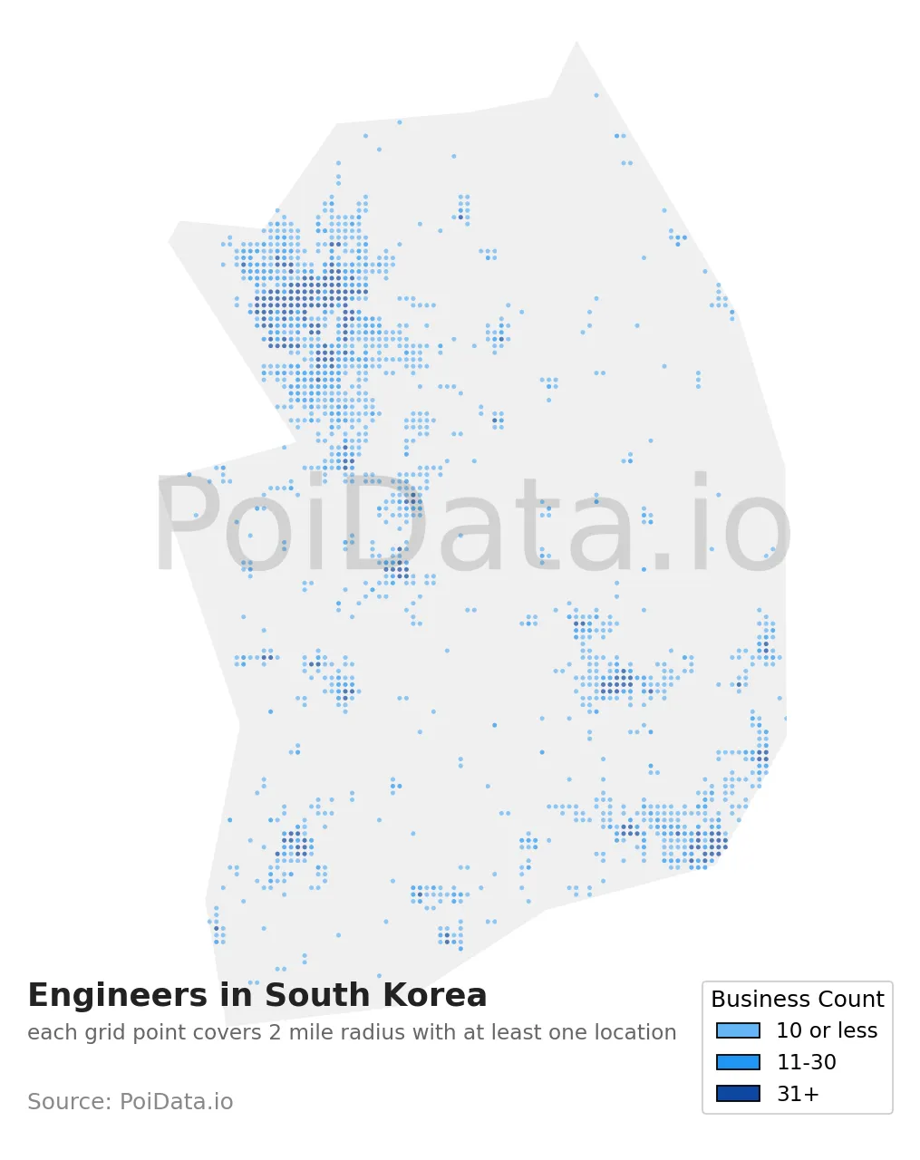 Engineer density map for South Korea