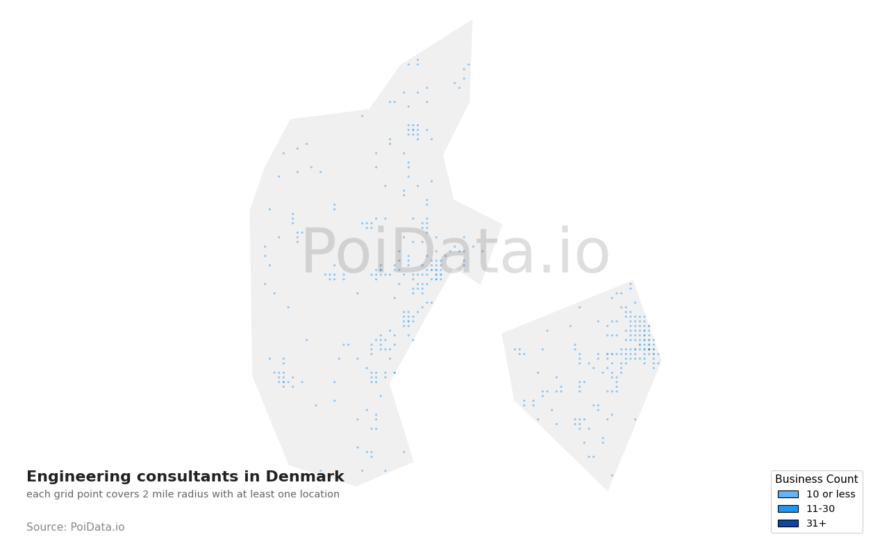 Engineering consultant density map for Denmark