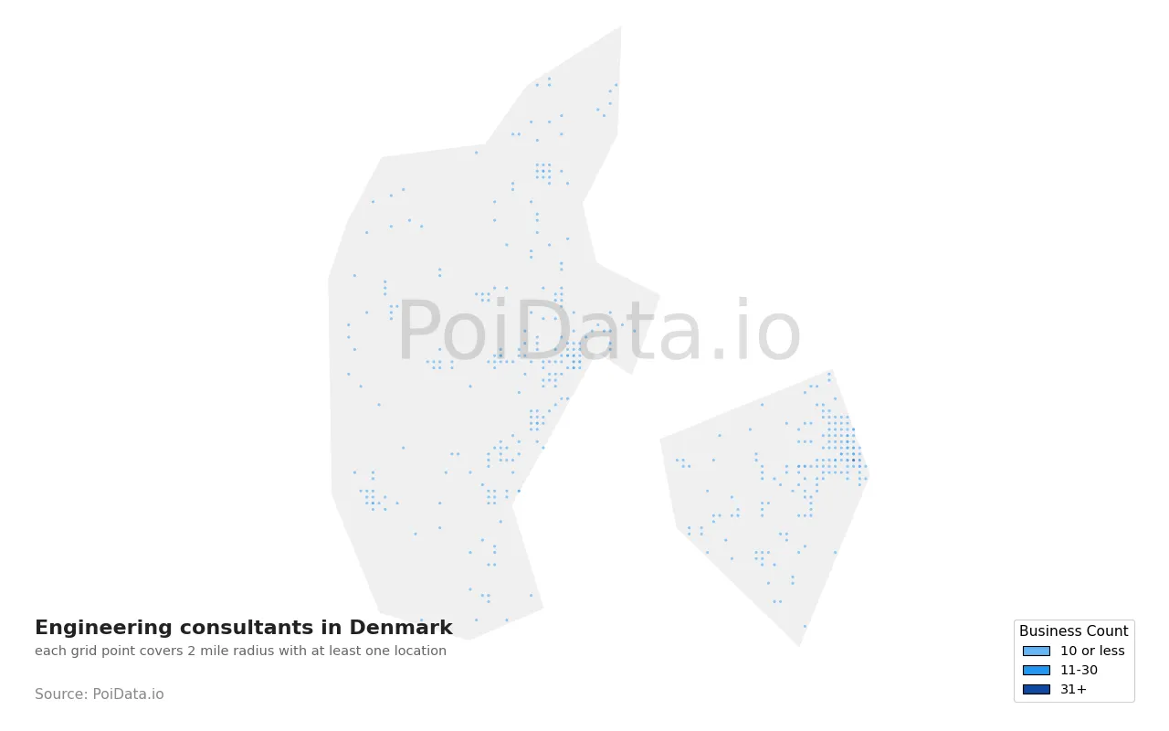 Engineering consultant density map for Denmark
