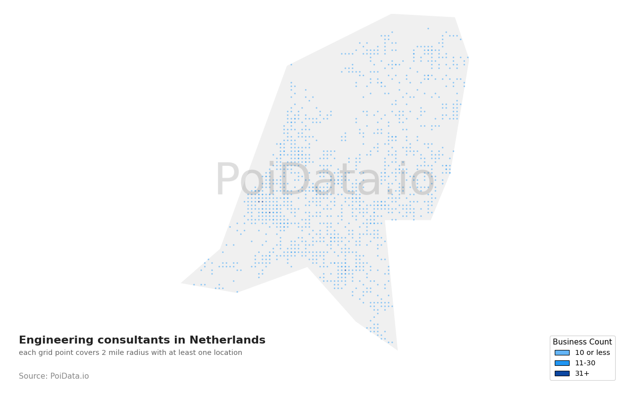 Engineering consultant density map for Netherlands