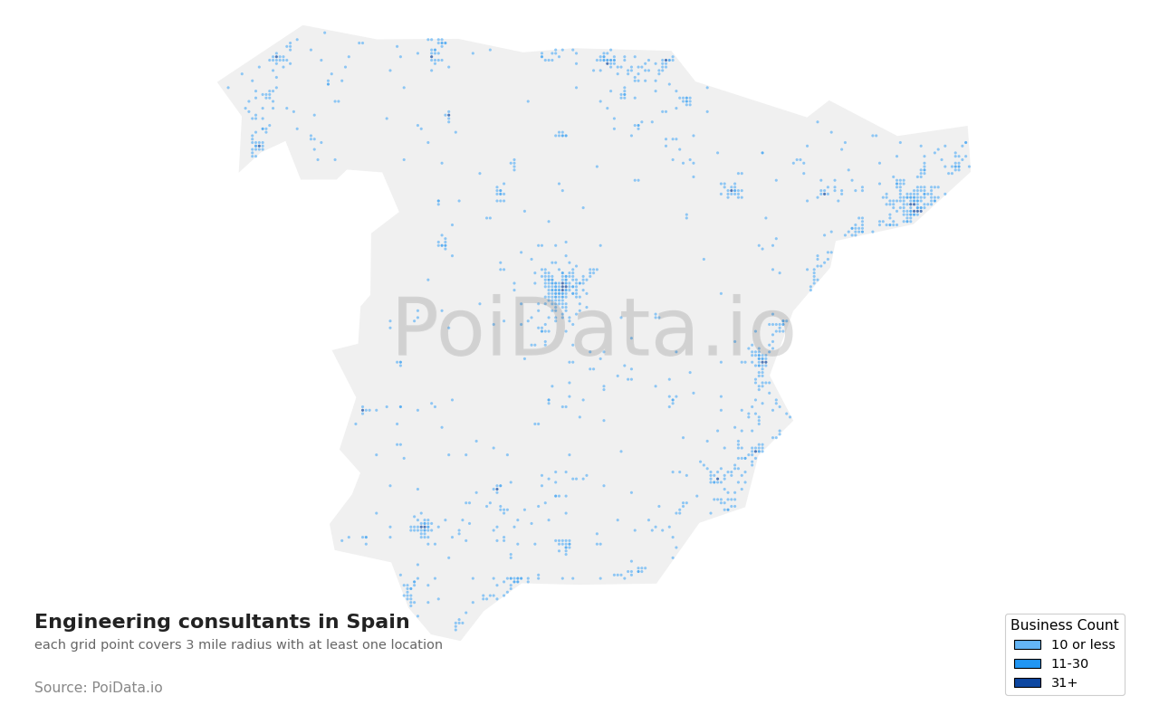 Engineering consultant density map for Spain