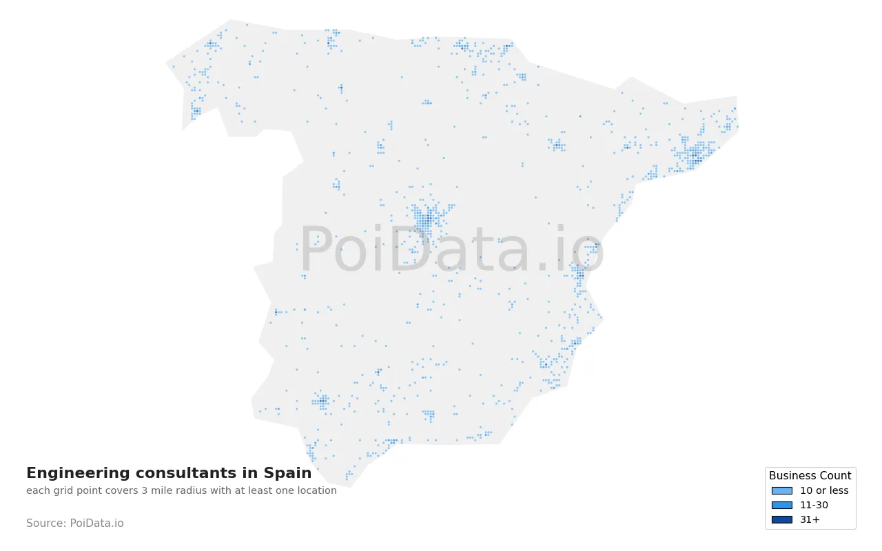 Engineering consultant density map for Spain