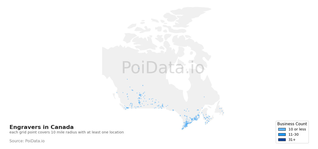 Engraver density map for Canada