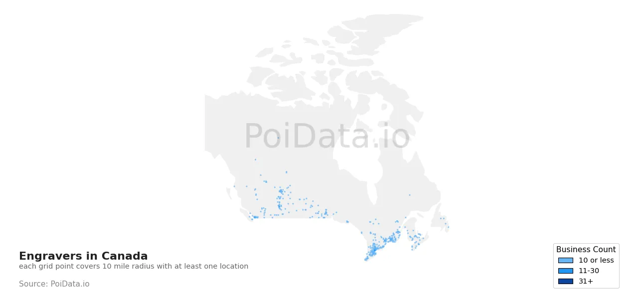 Engraver density map for Canada