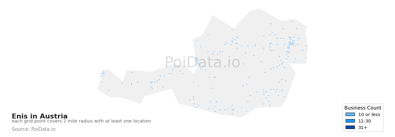 Eni density map for Austria