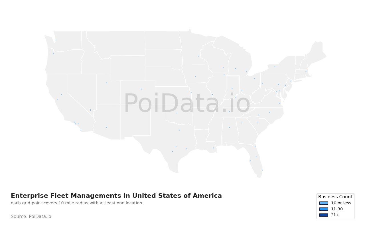 Enterprise Fleet Management density map for United States