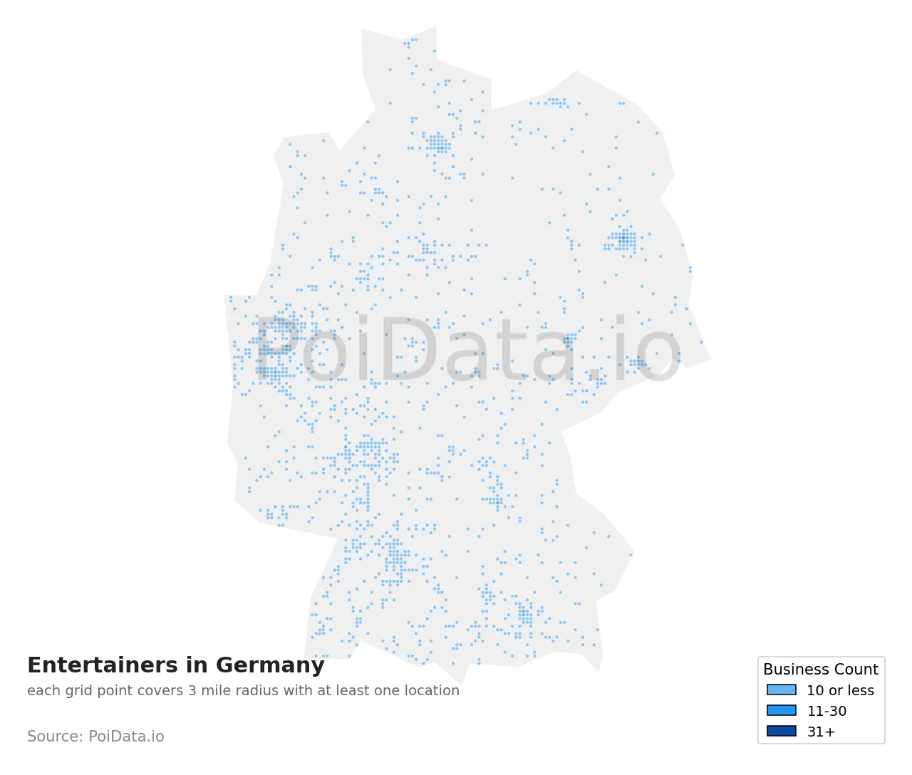 Entertainer density map for Germany