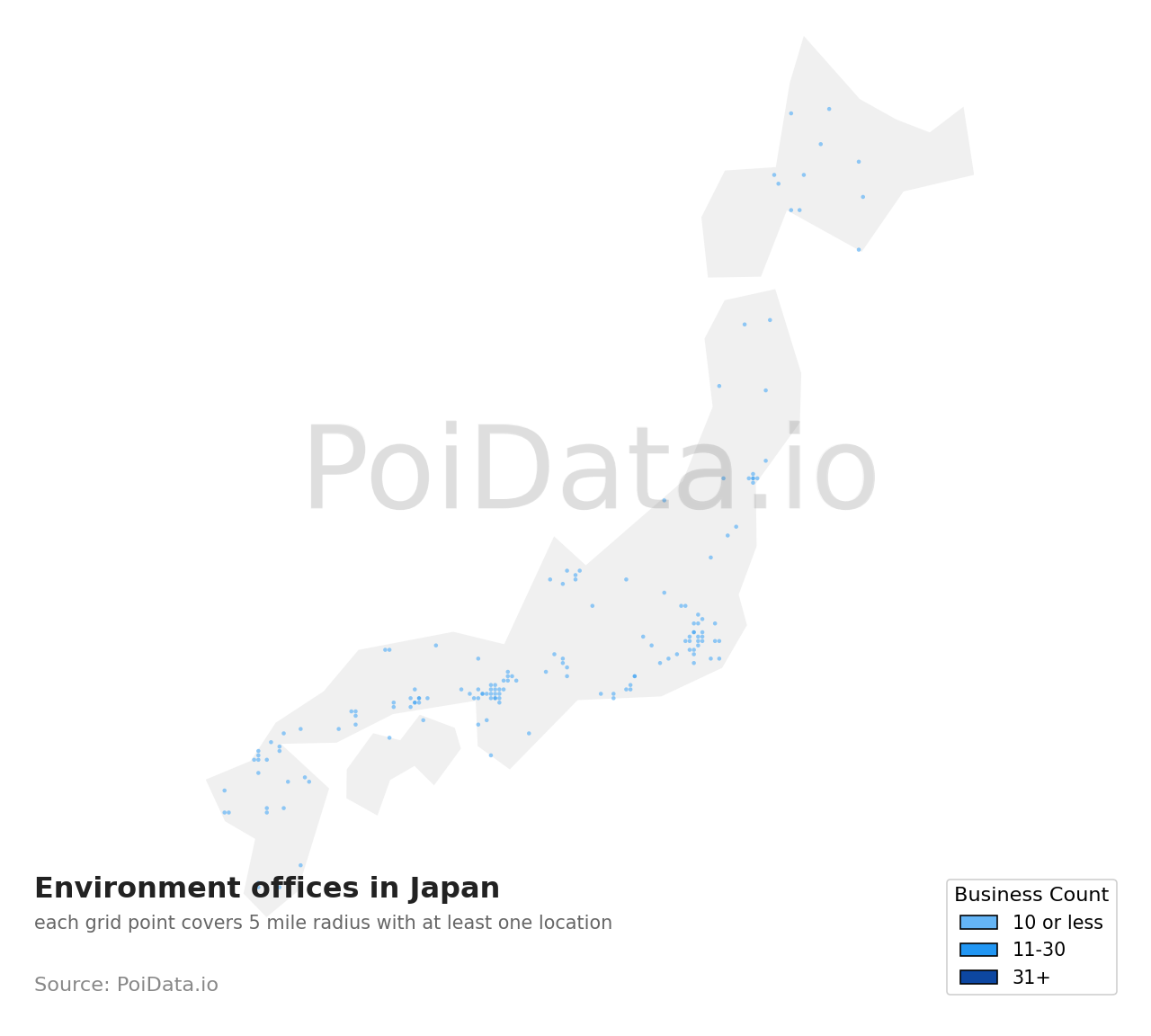 Environment office density map for Japan