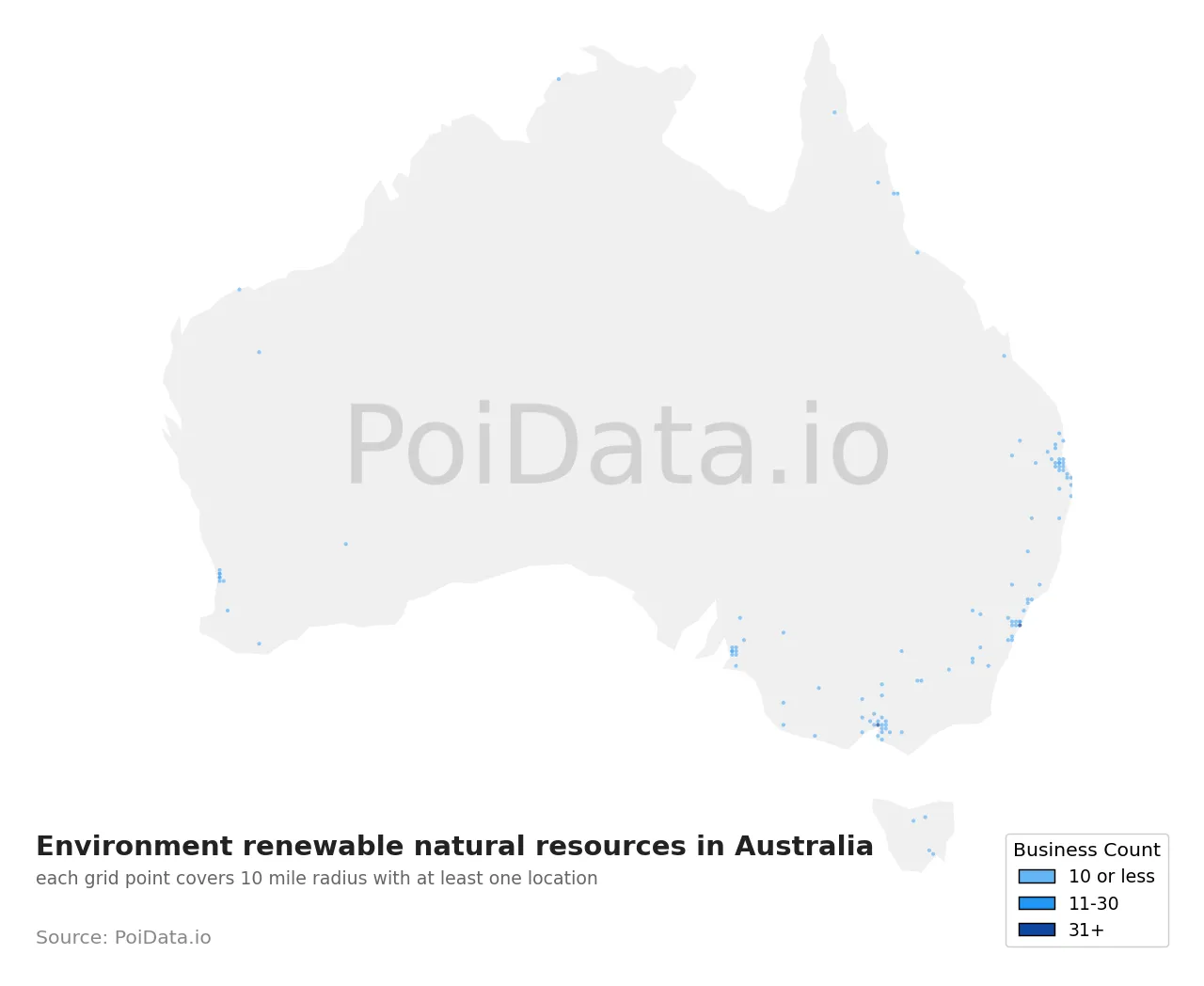 Environment renewable natural resources density map for Australia
