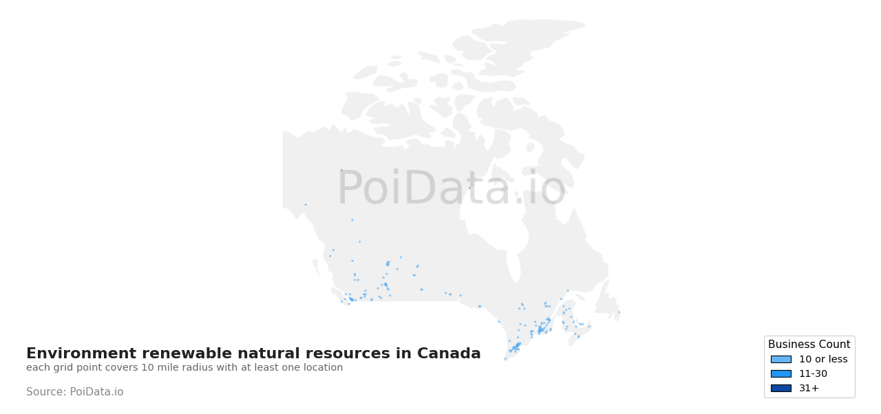 Environment renewable natural resources density map for Canada