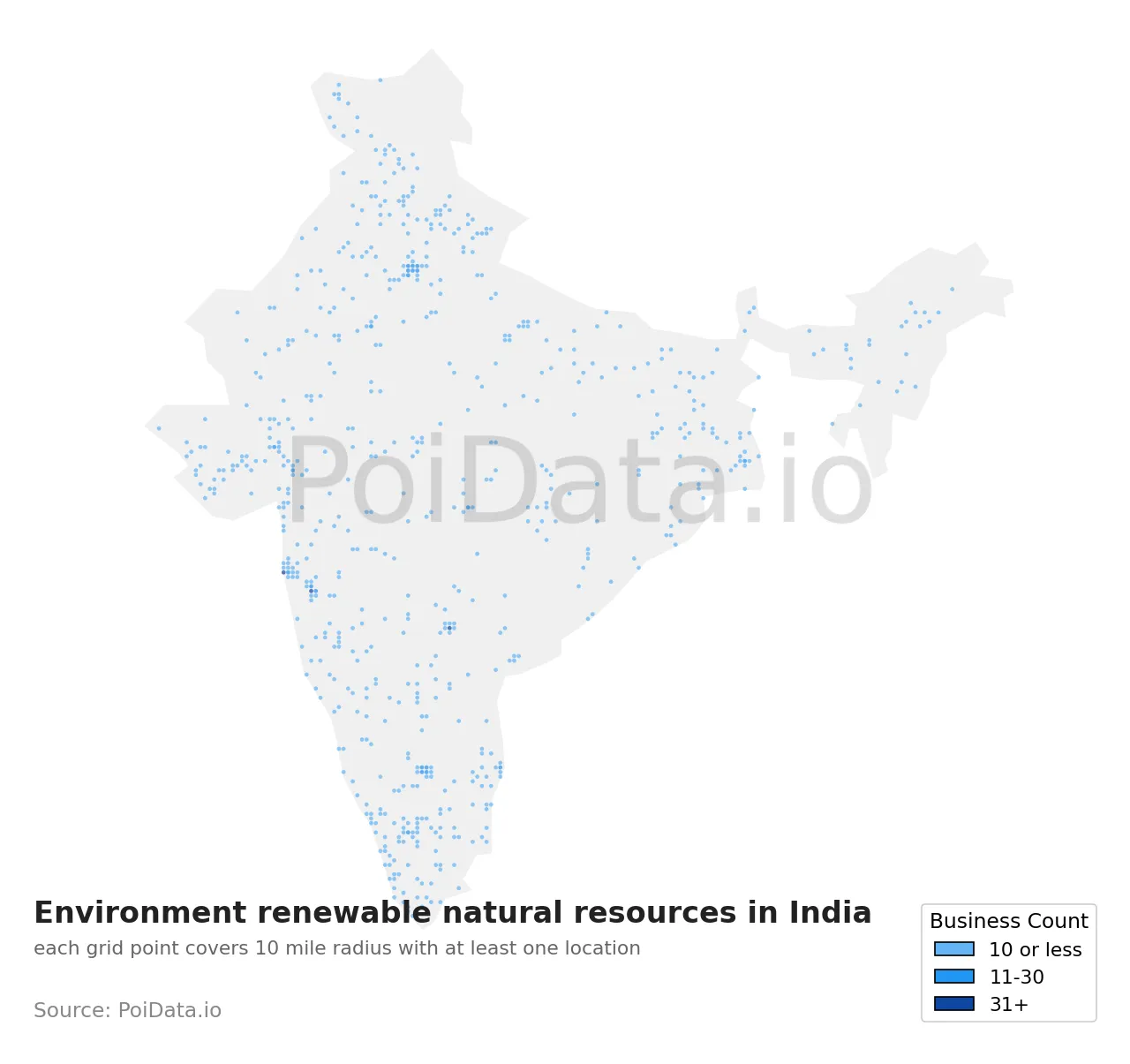 Environment renewable natural resources density map for India