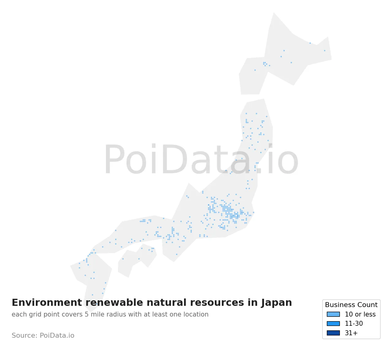 Environment renewable natural resources density map for Japan