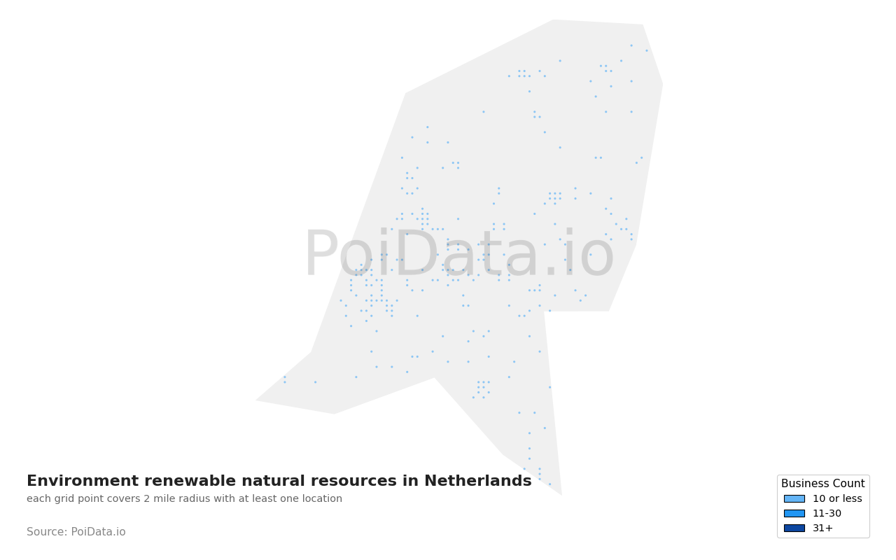 Environment renewable natural resources density map for Netherlands