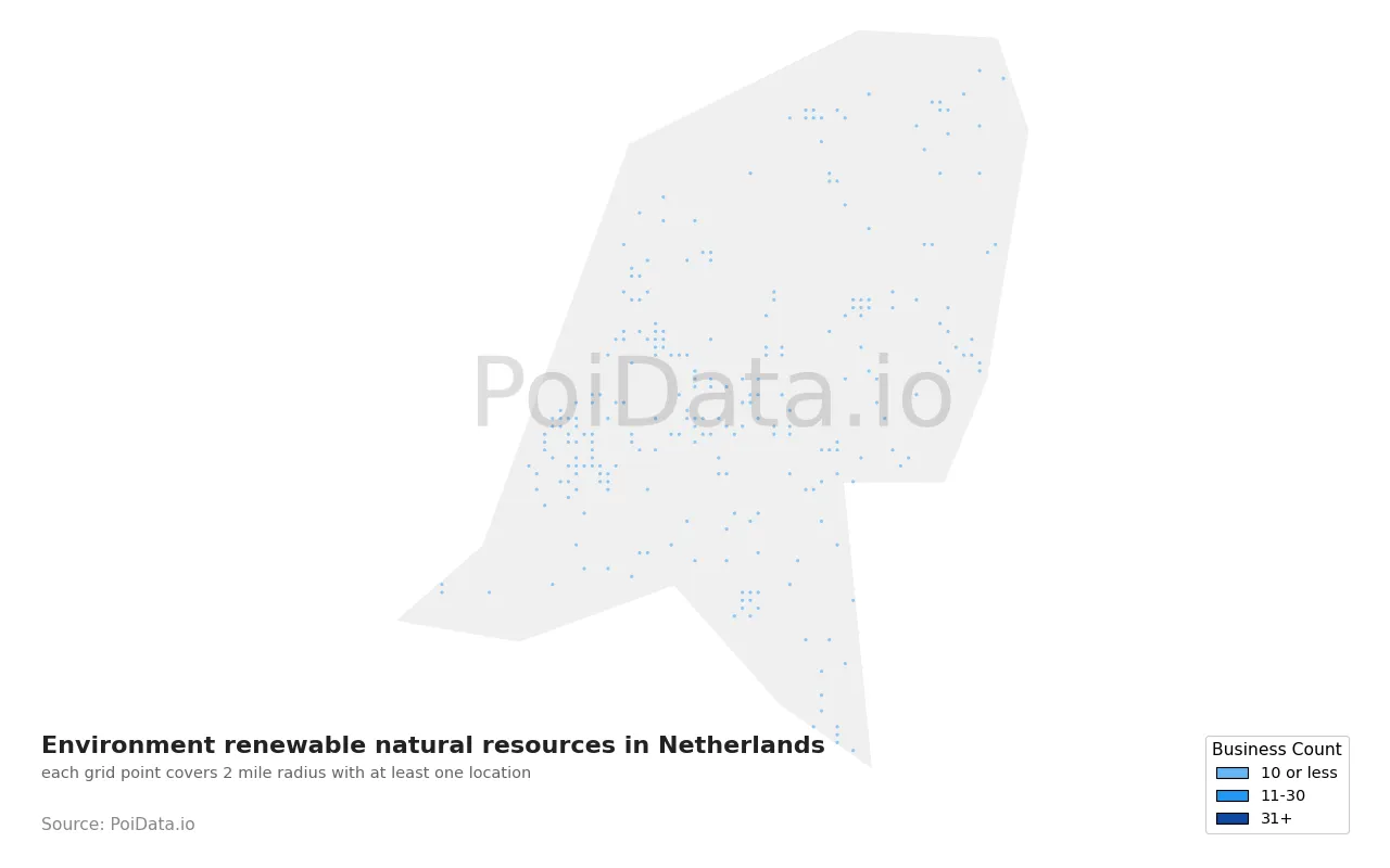 Environment renewable natural resources density map for Netherlands