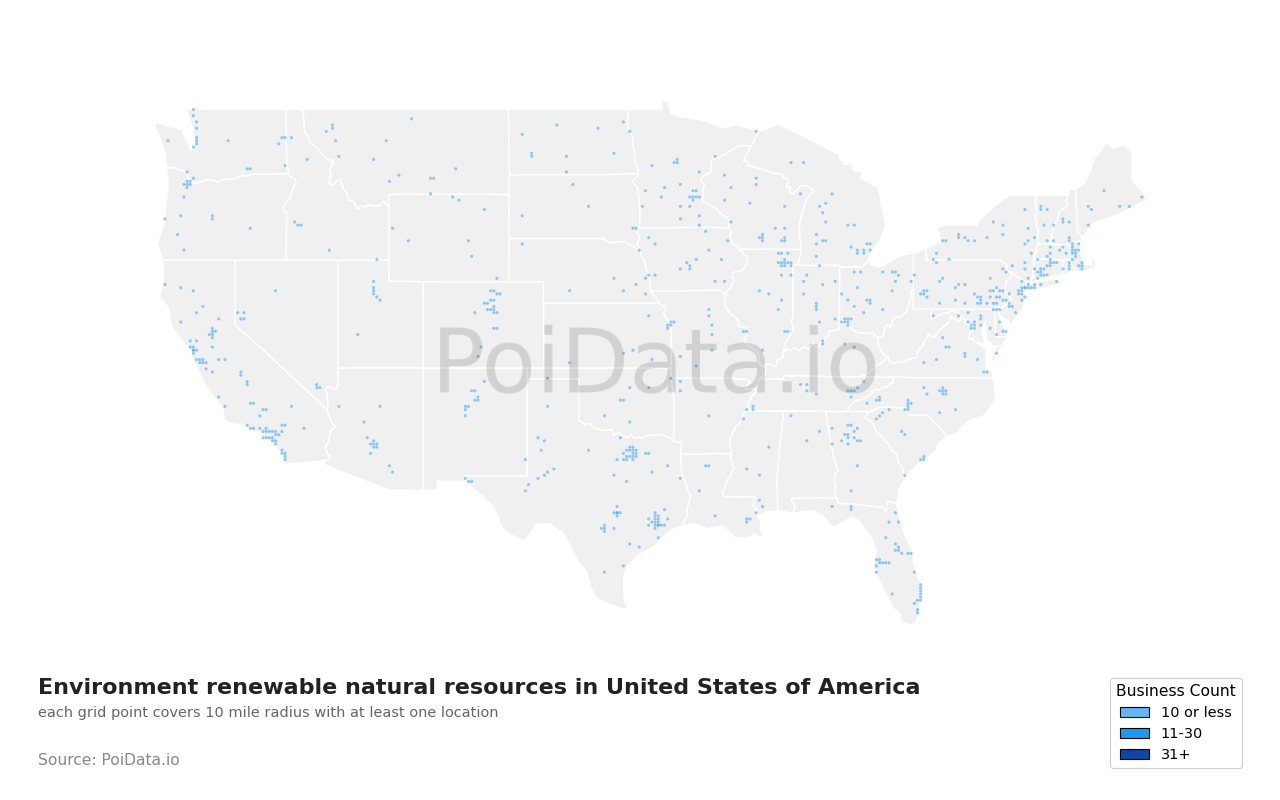 Environment renewable natural resources density map for United States
