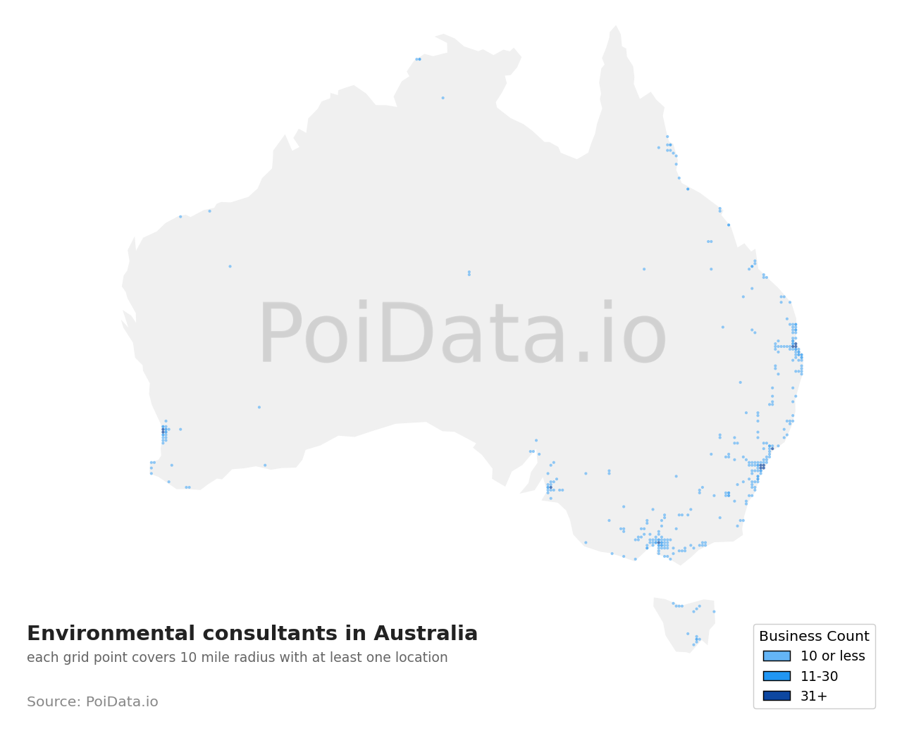 Environmental consultant density map for Queensland, Australia