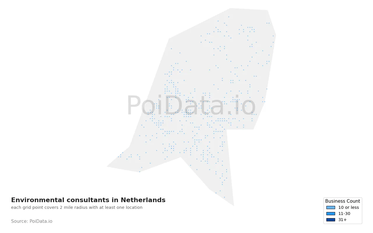 Environmental consultant density map for Netherlands