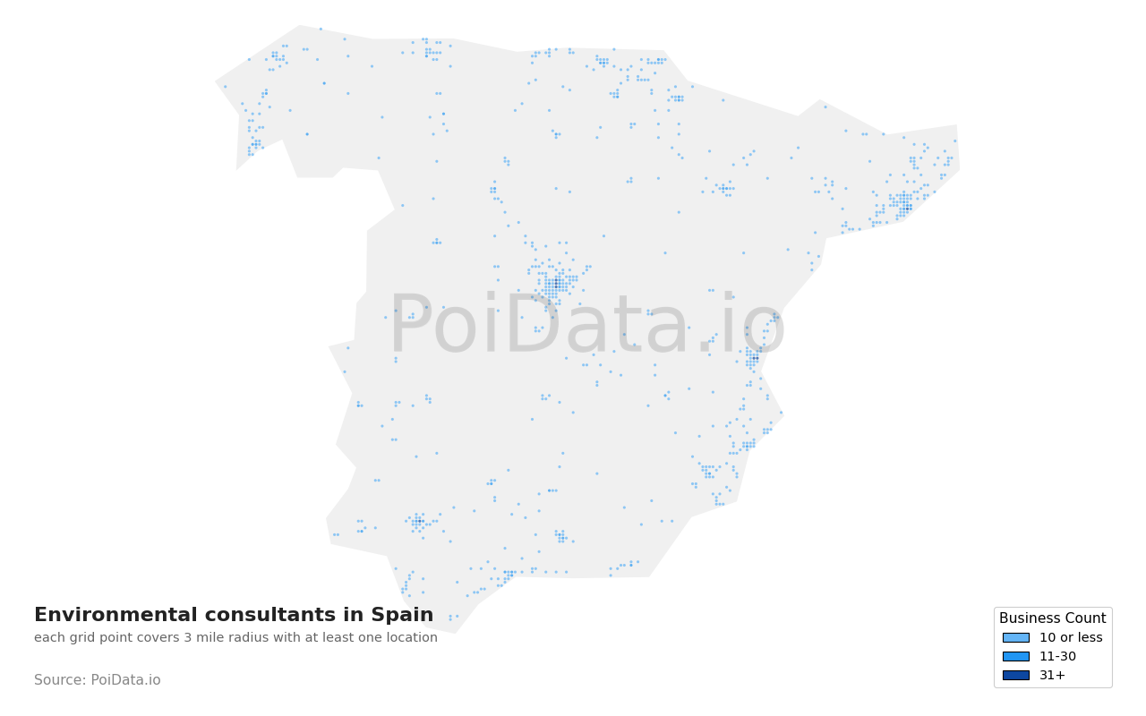 Environmental consultant density map for Spain