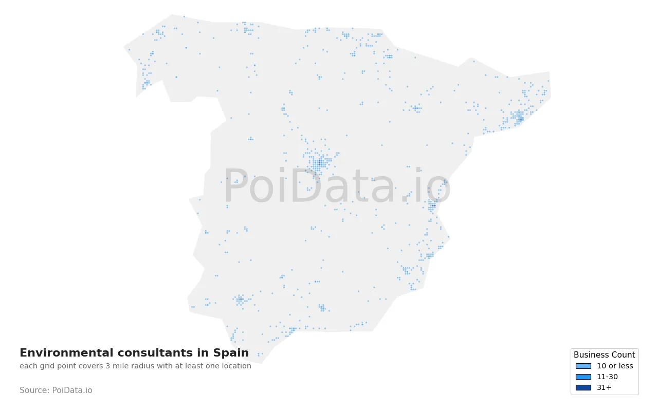 Environmental consultant density map for Spain