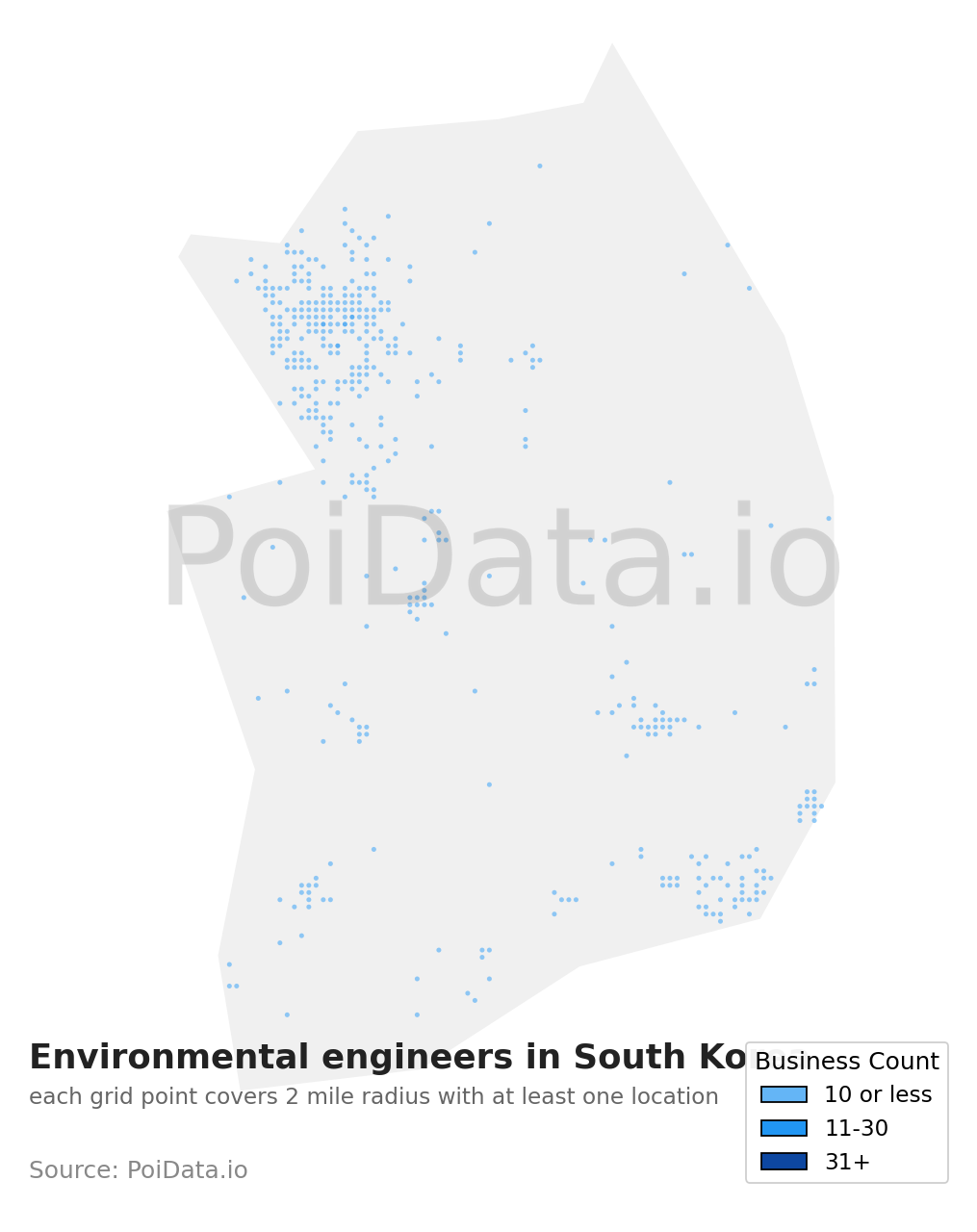 Environmental engineer density map for South Korea