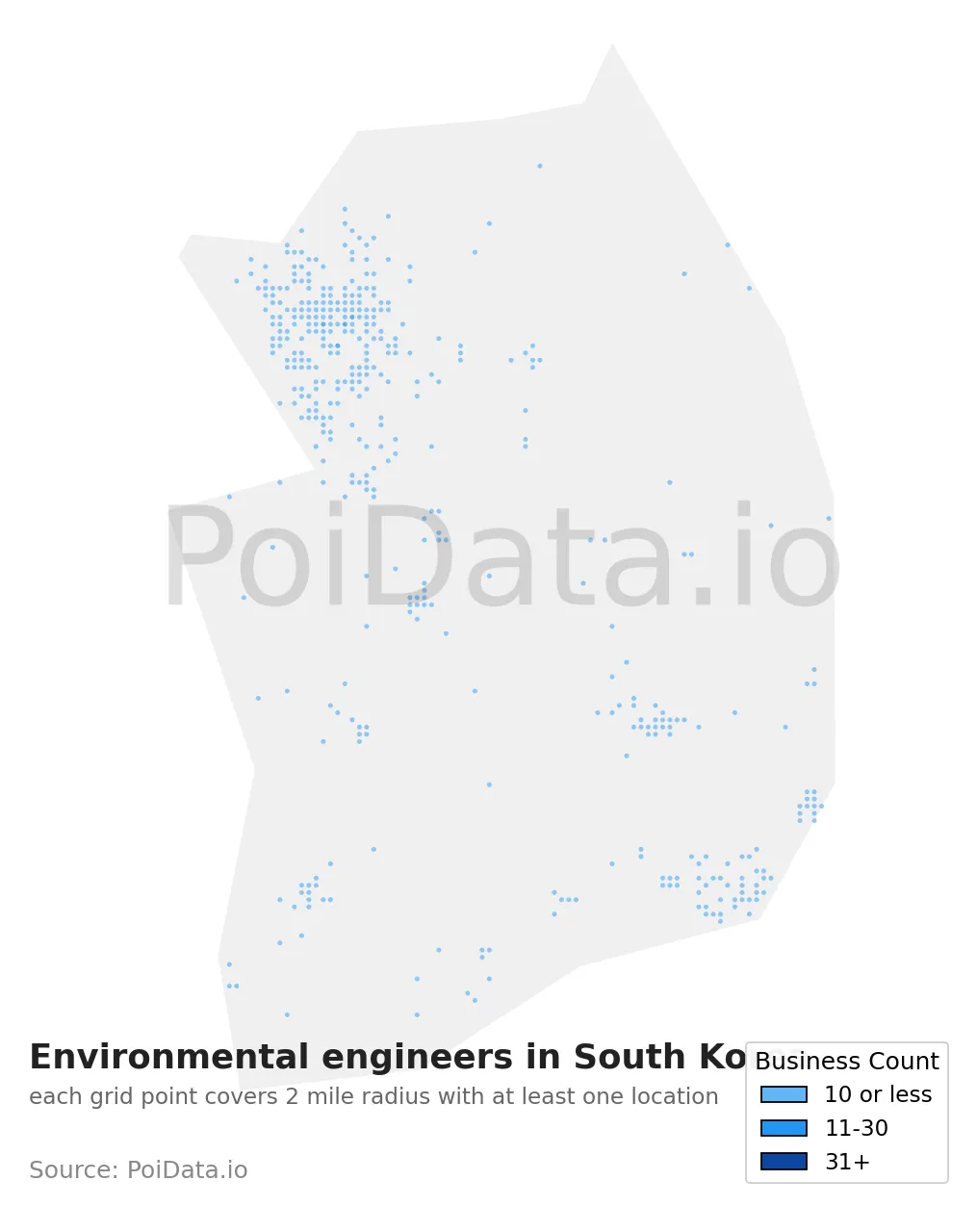 Environmental engineer density map for South Korea
