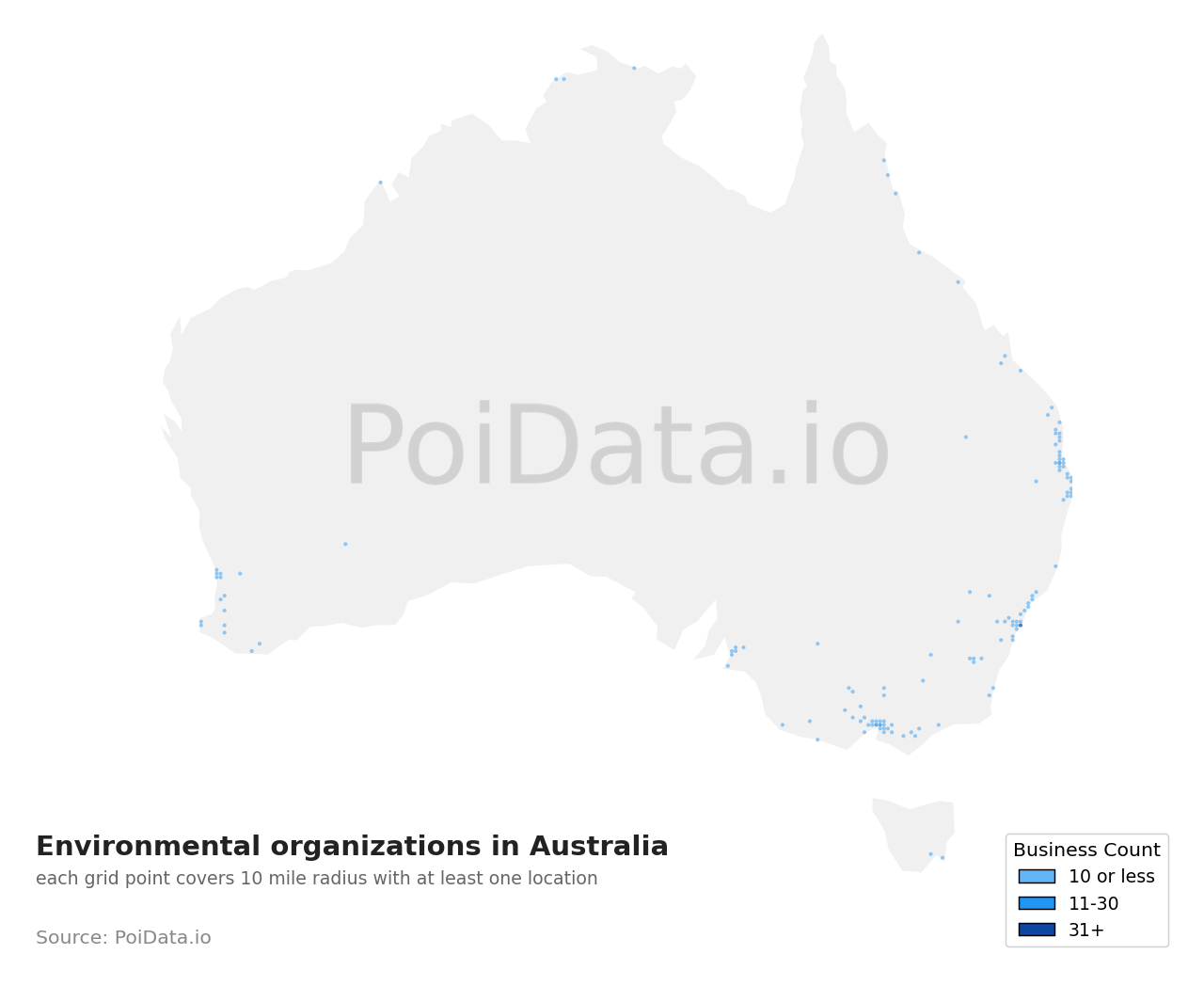 Environmental organization density map for Australian Capital Territory, Australia