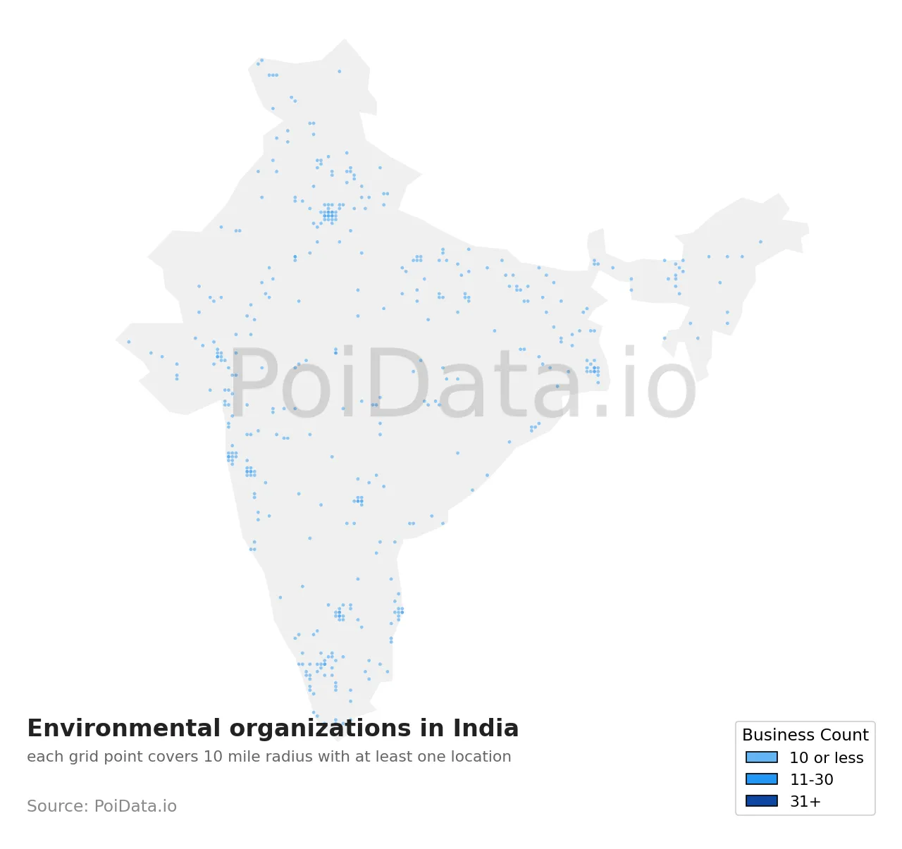 Environmental organization density map for India